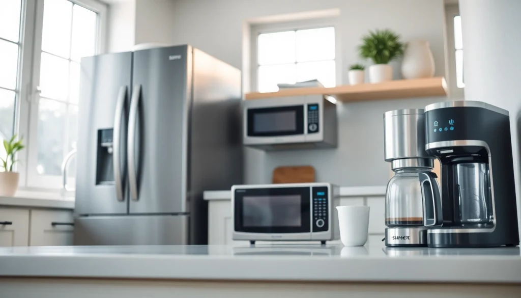 Explore modern home appliances displayed in a welcoming kitchen setting.