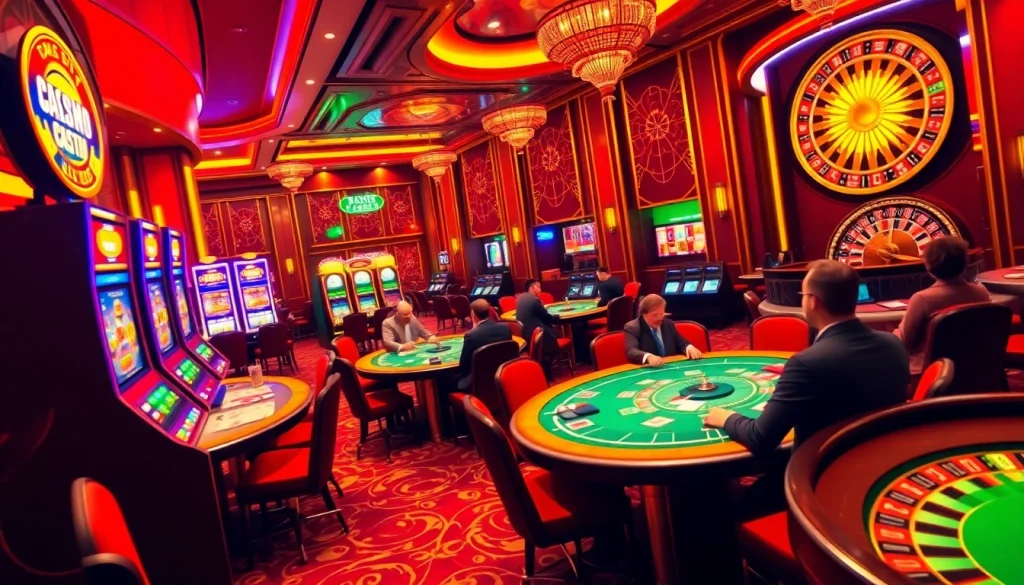 Joueurs stratégiques à une table de poker de casino en ligne de luxe, montrant excitation et compétence.