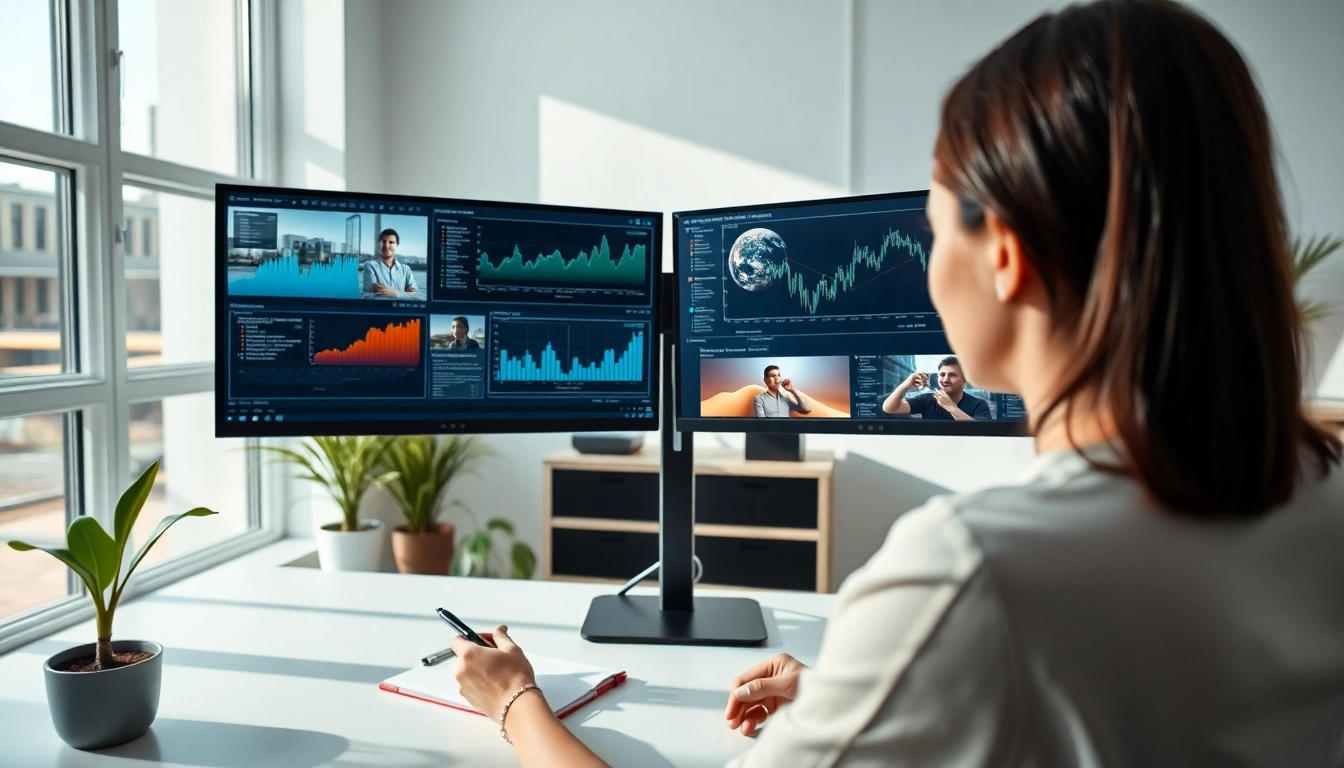 Video to prompt AI generator in a modern office workspace analyzing video content.