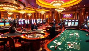 Players enjoying a thrilling game at thabet casino with vibrant tables and energetic atmosphere.