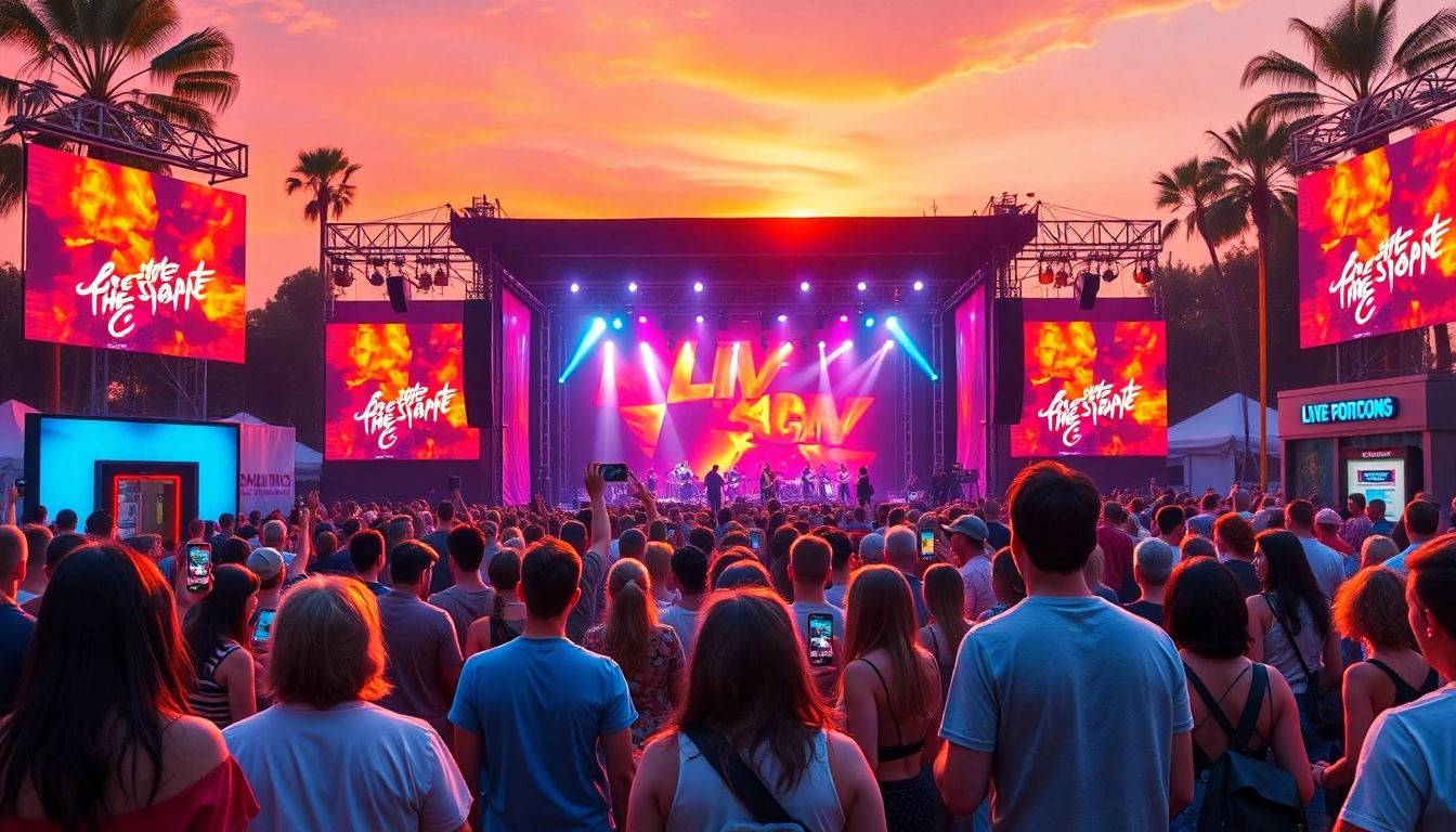 Excited fans at a vibrant concert scene for Live presale 2026, showcasing colorful lighting and a lively atmosphere.