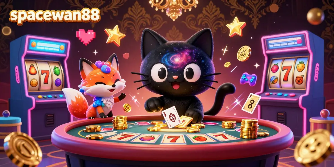 Experience spaceman88 as a cosmic casino game dynamic with a playful black hole cat and vibrant galaxy elements.